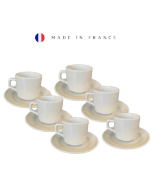 6 Tassen aus Premium-Porzellan, hergestellt in Frankreich - Moka Efti
